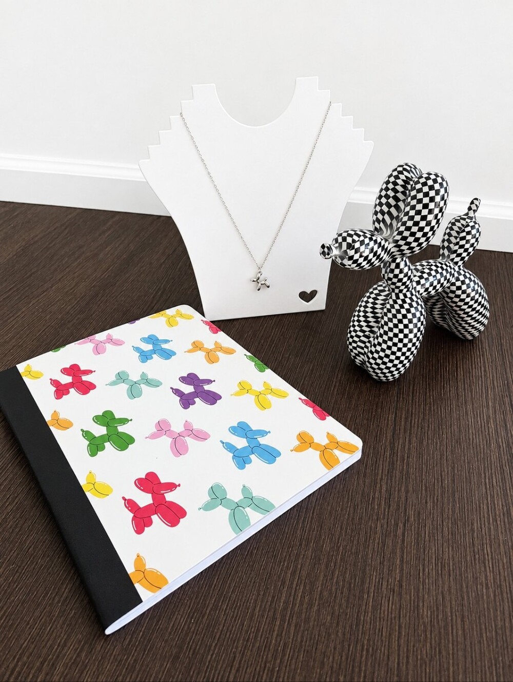 NEW Balloon Dog Lover Gift Set | Sculpture + Necklace + Notebook